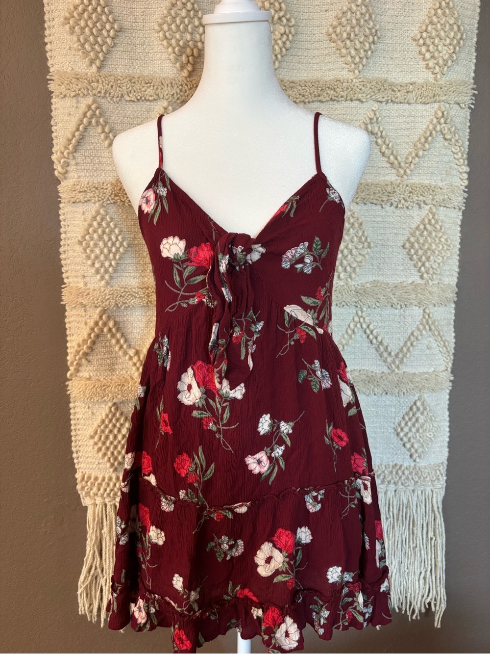 Band Of Gypsies Burgundy Floral Dress large